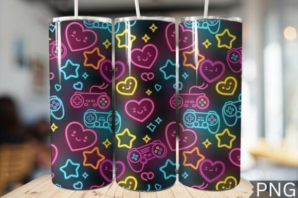 Download Gamer Girl Neon Tech Tumbler Wrap PNG - Neon tech Collection