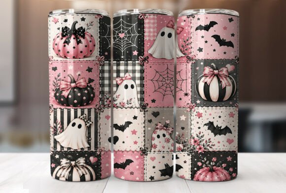 Download Pink Halloween Patchwork Tumbler Wraps - Pink Collection