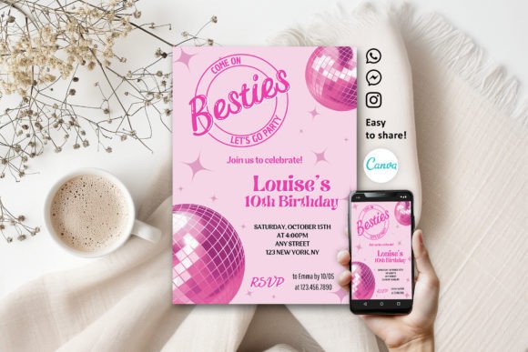 Download Groovy Retro Pink Party Invitation - Party Collection