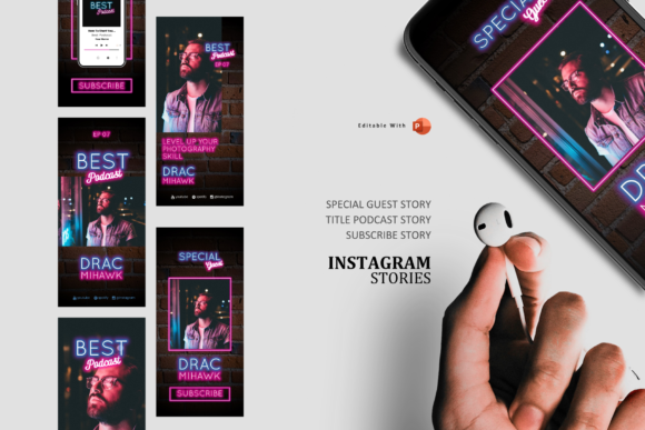 Download Podcast Template Neon Style Story Post - Premium Resources