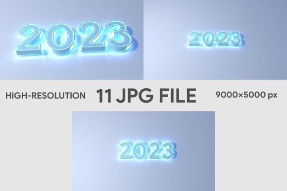 Download 2023 New Year Blue Color Neon Effect JPG - Effect Collection
