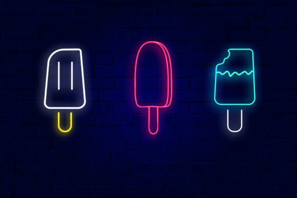 Download Ice Cream Shape Neon Sign Effect PSD - Effect Collection