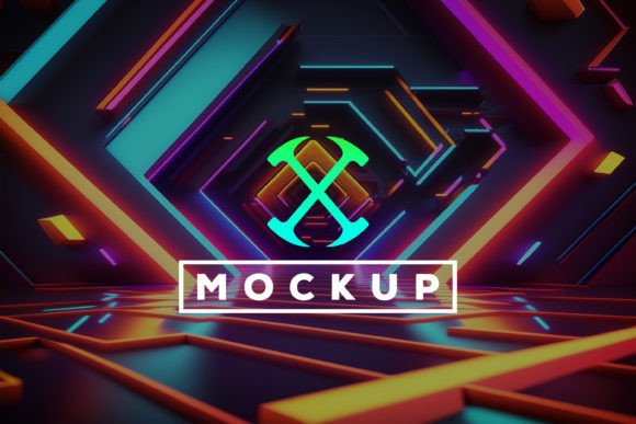 Download Logo Mockup with Neon Tunnel Background - Tunnel background Collection
