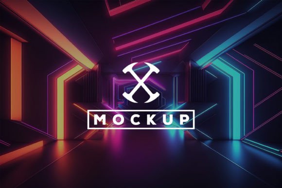 Download Logo Mockup with Neon Tunnel Background - Tunnel background Collection
