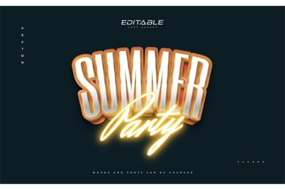Download Summer Party Text in 3D and Neon Effect - Party Collection